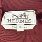 Hermes Bordeaux Contrast Line Short Sleeve Knit Top XL Sweater — view 3