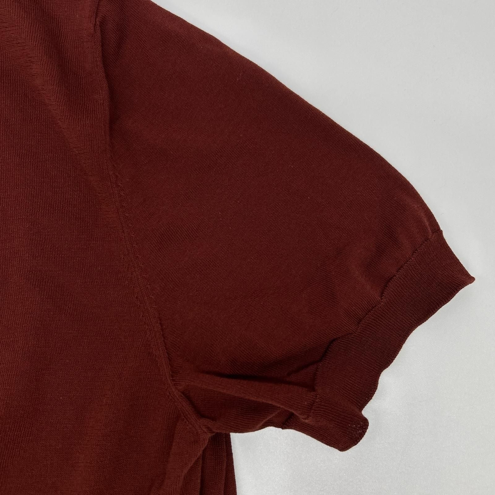 Hermes Bordeaux Contrast Line Short Sleeve Knit Top XL Sweater — view 7