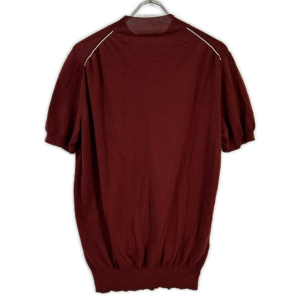 Hermes Bordeaux Contrast Line Short Sleeve Knit Top XL Sweater — view 2