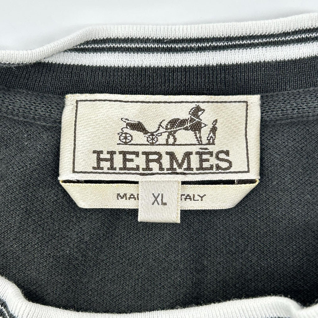 Hermes Black Pique Embroidery T-Shirt XL — view 3