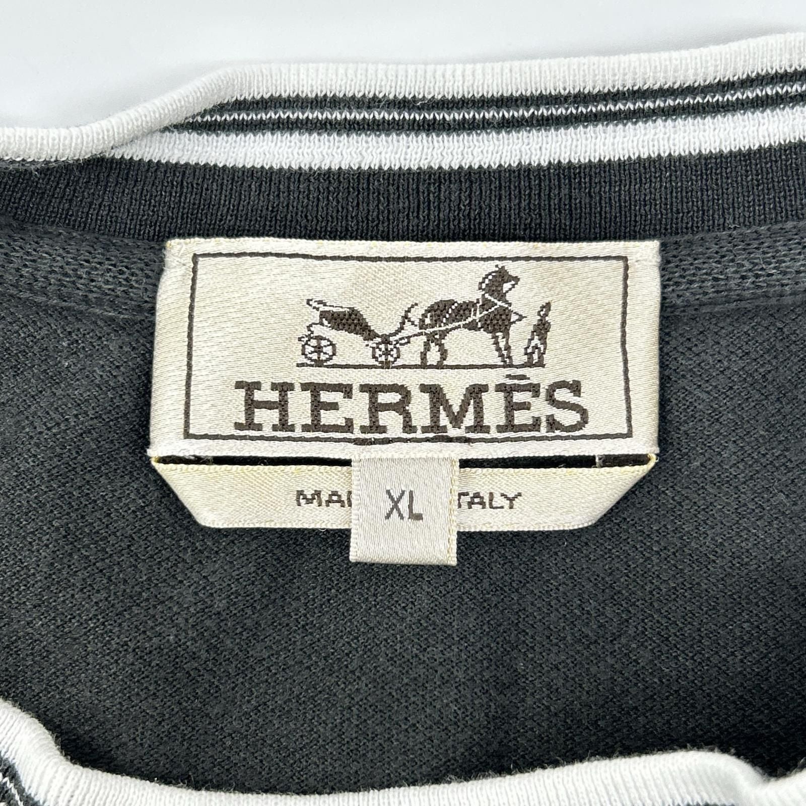 Hermes Black Pique Embroidery T-Shirt XL — view 3