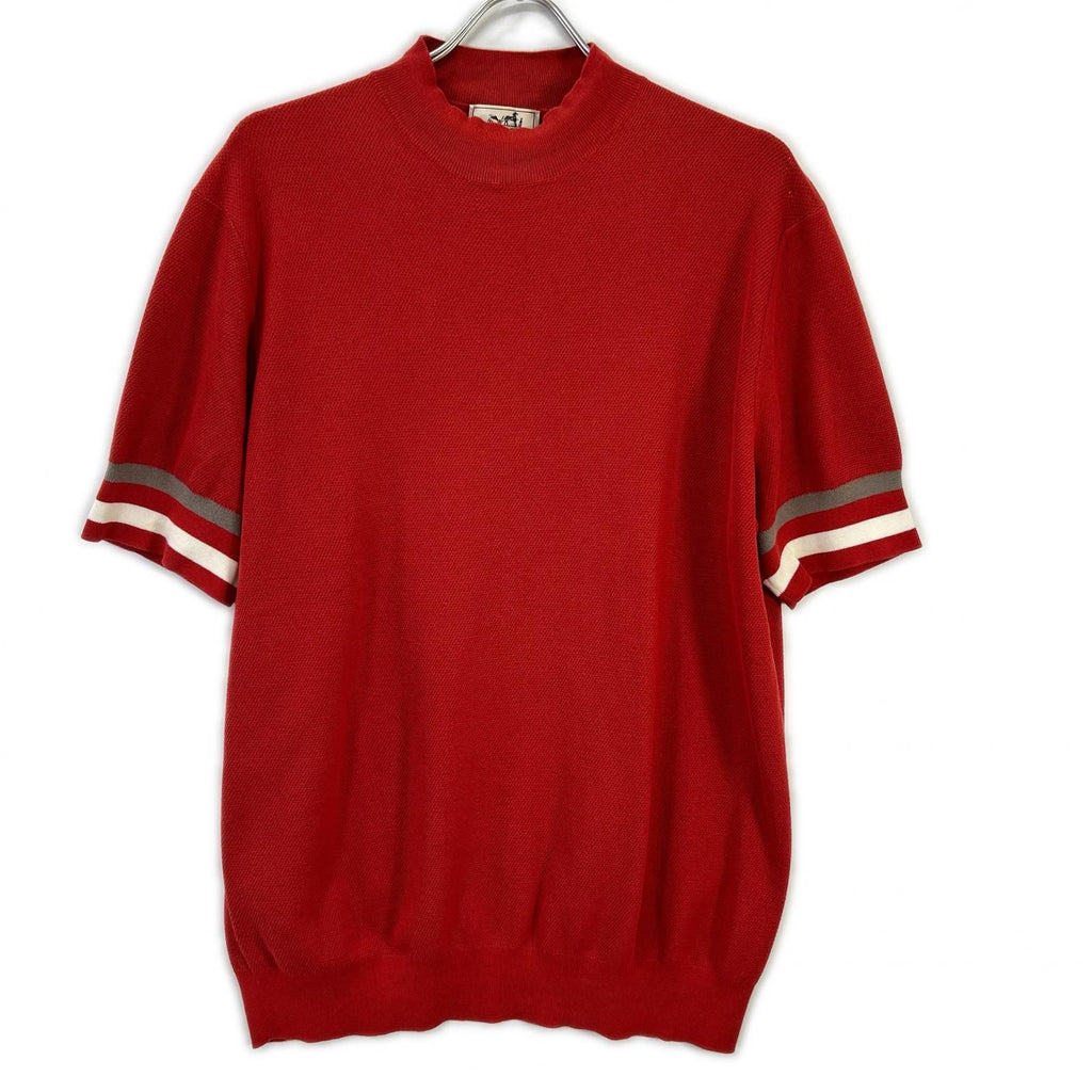 Hermes Red Cotton Mock Neck T-Shirt XL