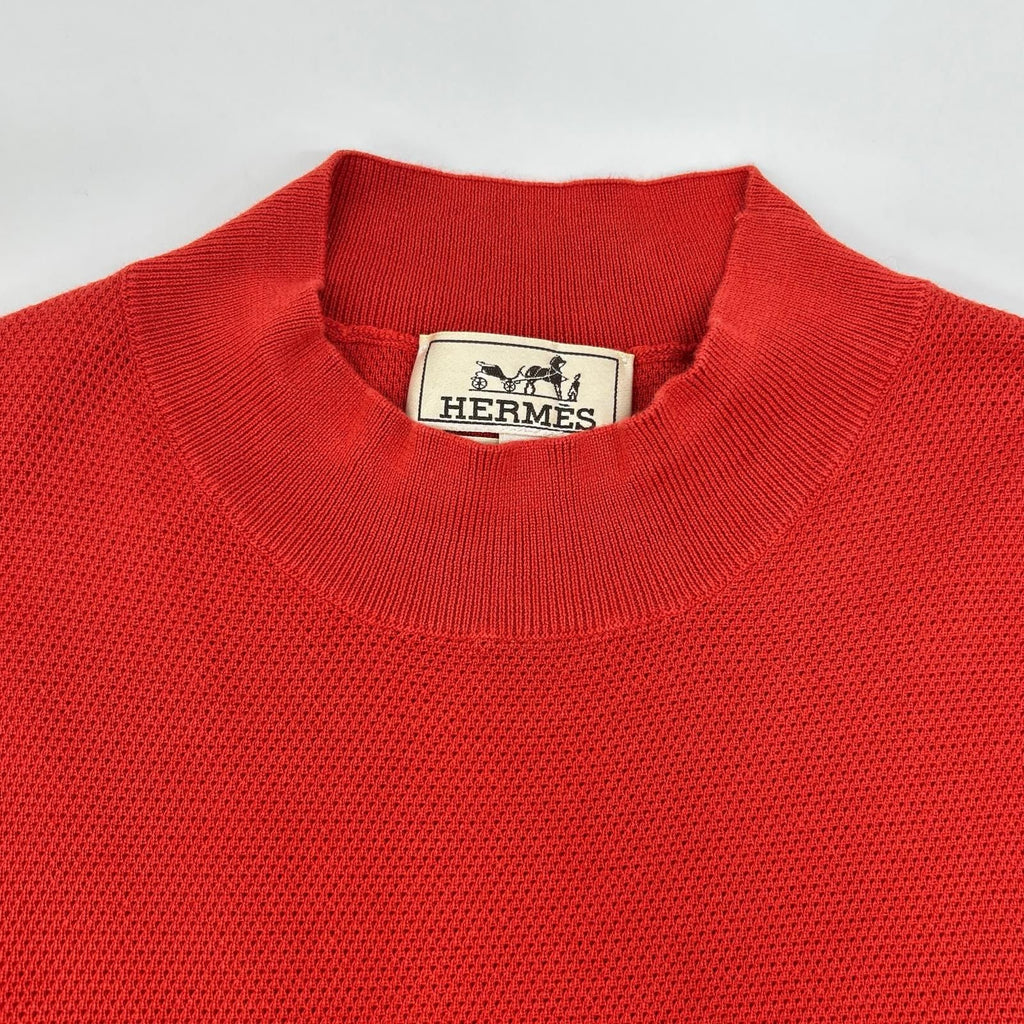 Hermes Red Cotton Mock Neck T-Shirt XL — view 8