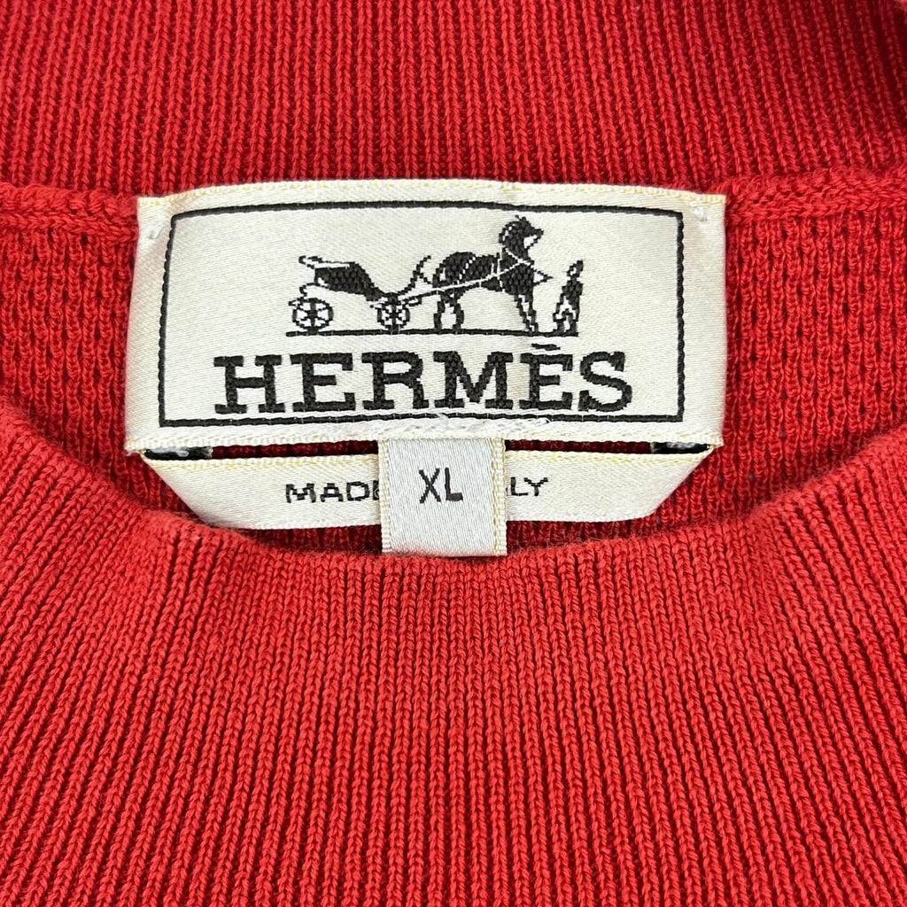 Hermes Red Cotton Mock Neck T-Shirt XL — view 3