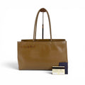 Prada Mini Tote Shoulder Perforated Logo Leather Brown
