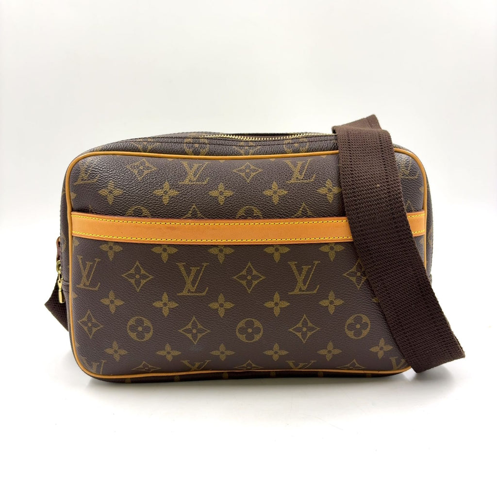 Louis Vuitton Reporter PM Monogram Leather Brown Light Shoulder Bag Gold