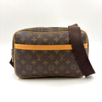 Louis Vuitton Reporter PM Monogram Leather Brown Light Shoulder Bag Gold