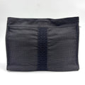 Hermes Her Line Second Pouch MM Nylon Canvas Gray Clutch Silver