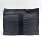 Hermes Her Line Second Pouch MM Nylon Canvas Gray Clutch Silver