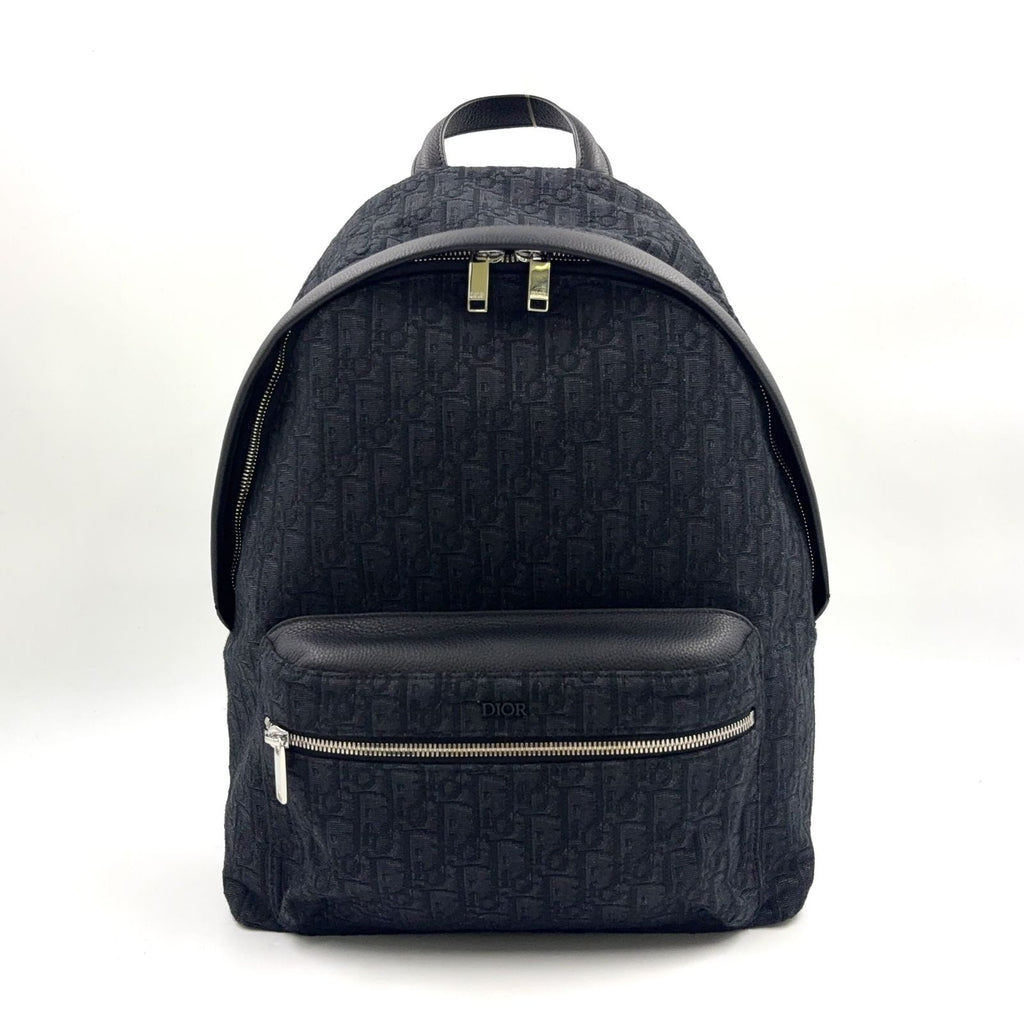 Dior Rider Oblique Jacquard Fabric Black Backpack Silver