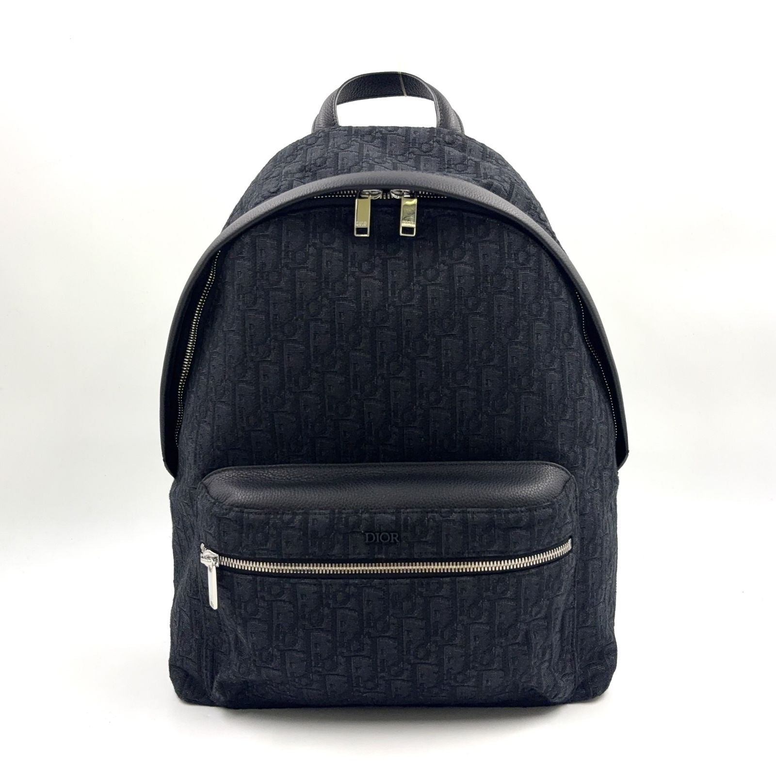 Dior Rider Oblique Jacquard Fabric Black Backpack Silver