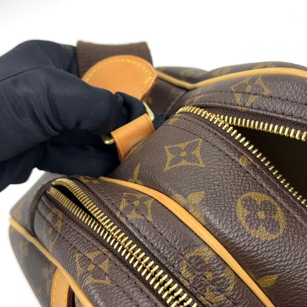 Louis Vuitton Reporter PM Monogram Leather Brown Light Shoulder Bag Gold — view 9