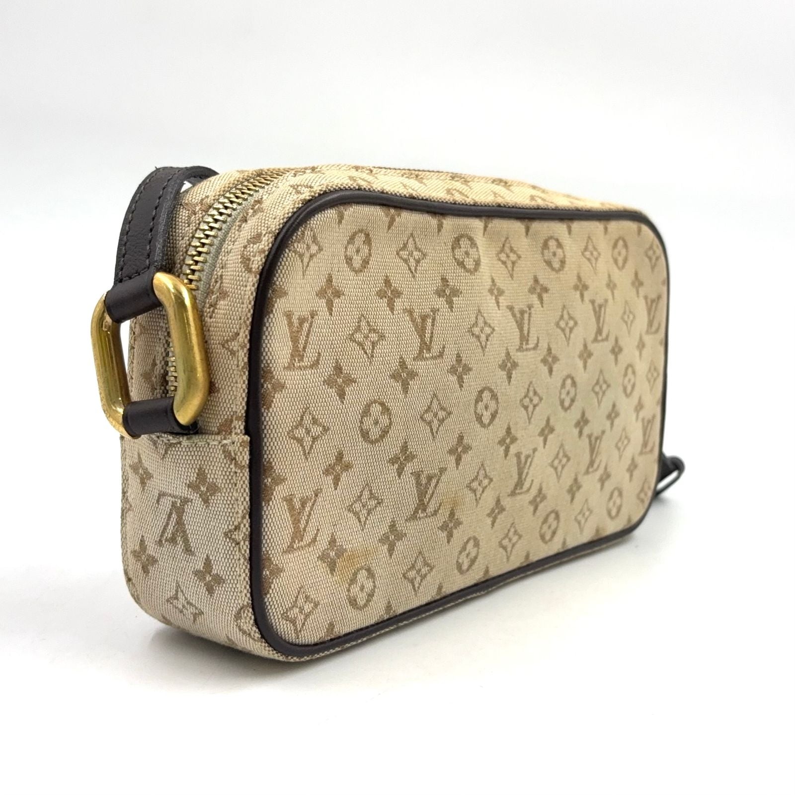 Louis Vuitton Juliette MM Monogram Mini Khaki Leather Canvas Dark Brown Beige — view 2