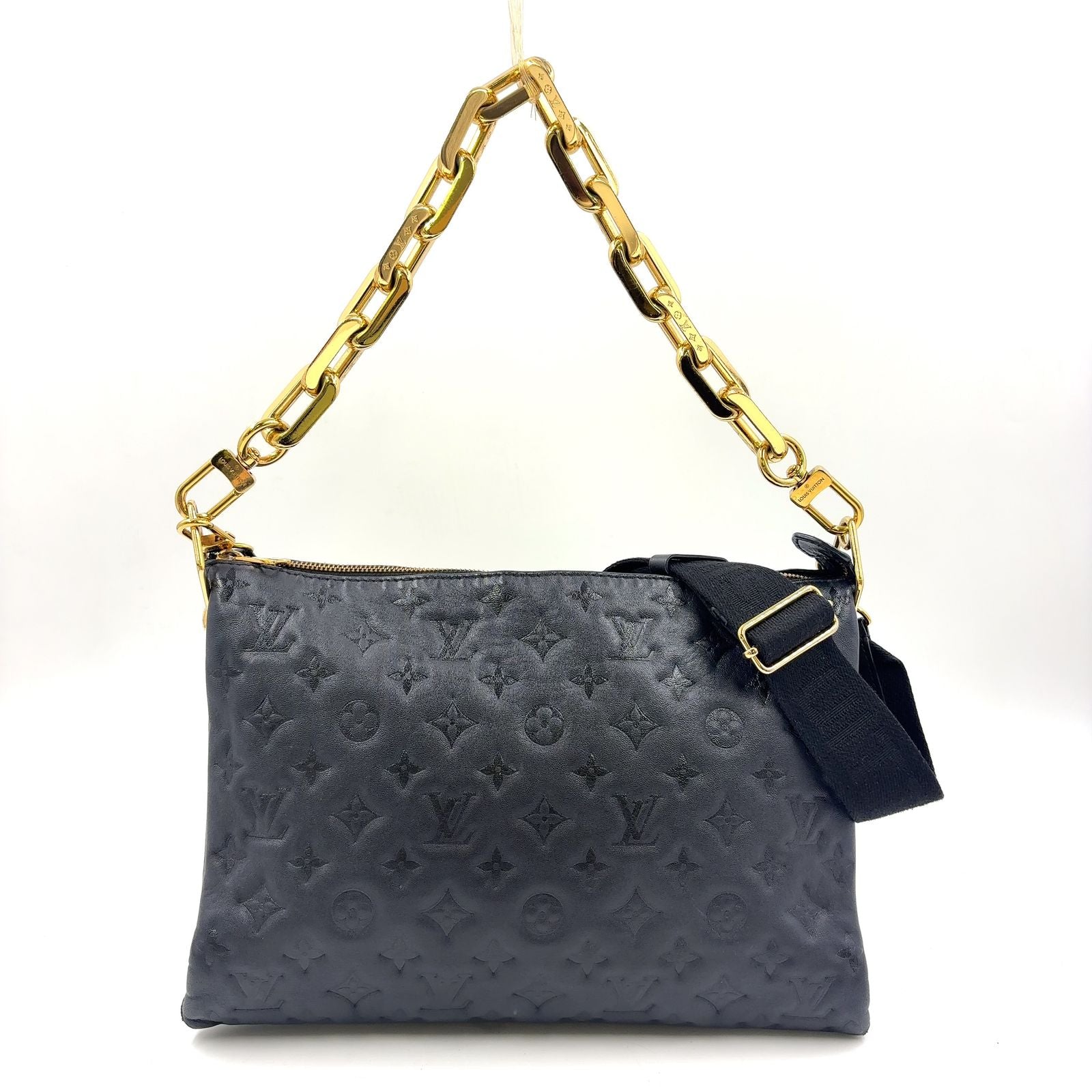 Louis Vuitton PM Monogram Embossed Lambskin Black Shoulder Bag Gold