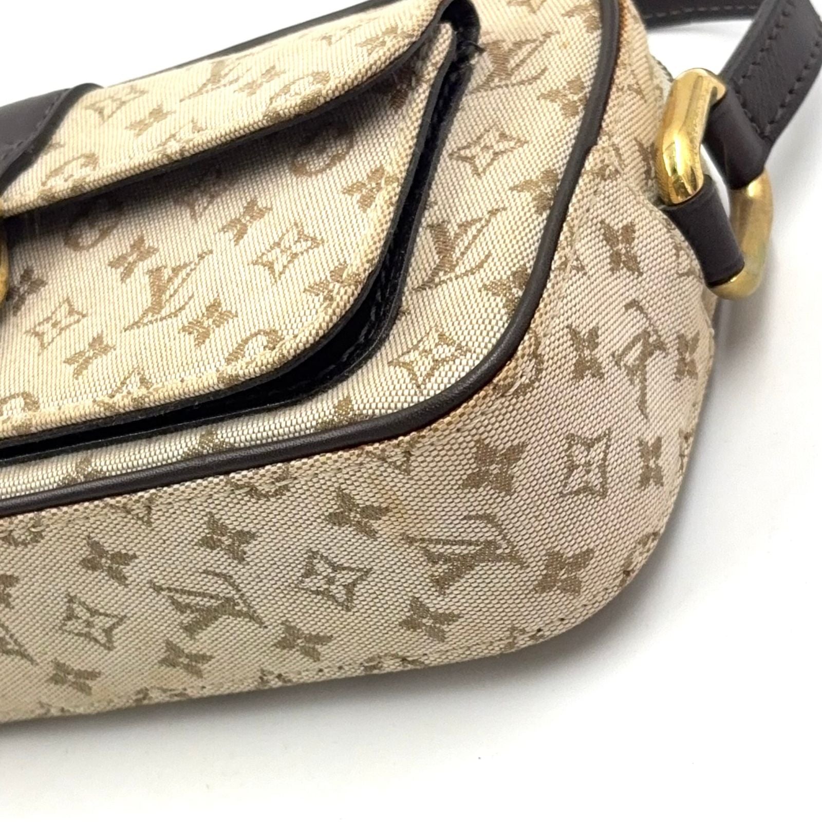 Louis Vuitton Juliette MM Monogram Mini Khaki Leather Canvas Dark Brown Beige — view 6