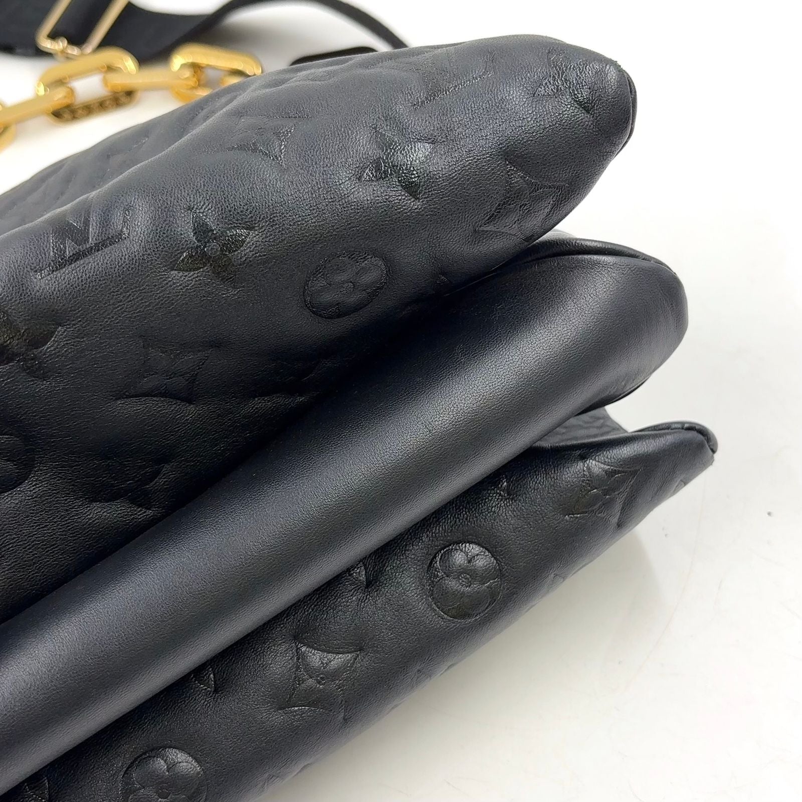 Louis Vuitton PM Monogram Embossed Lambskin Black Shoulder Bag Gold — view 9