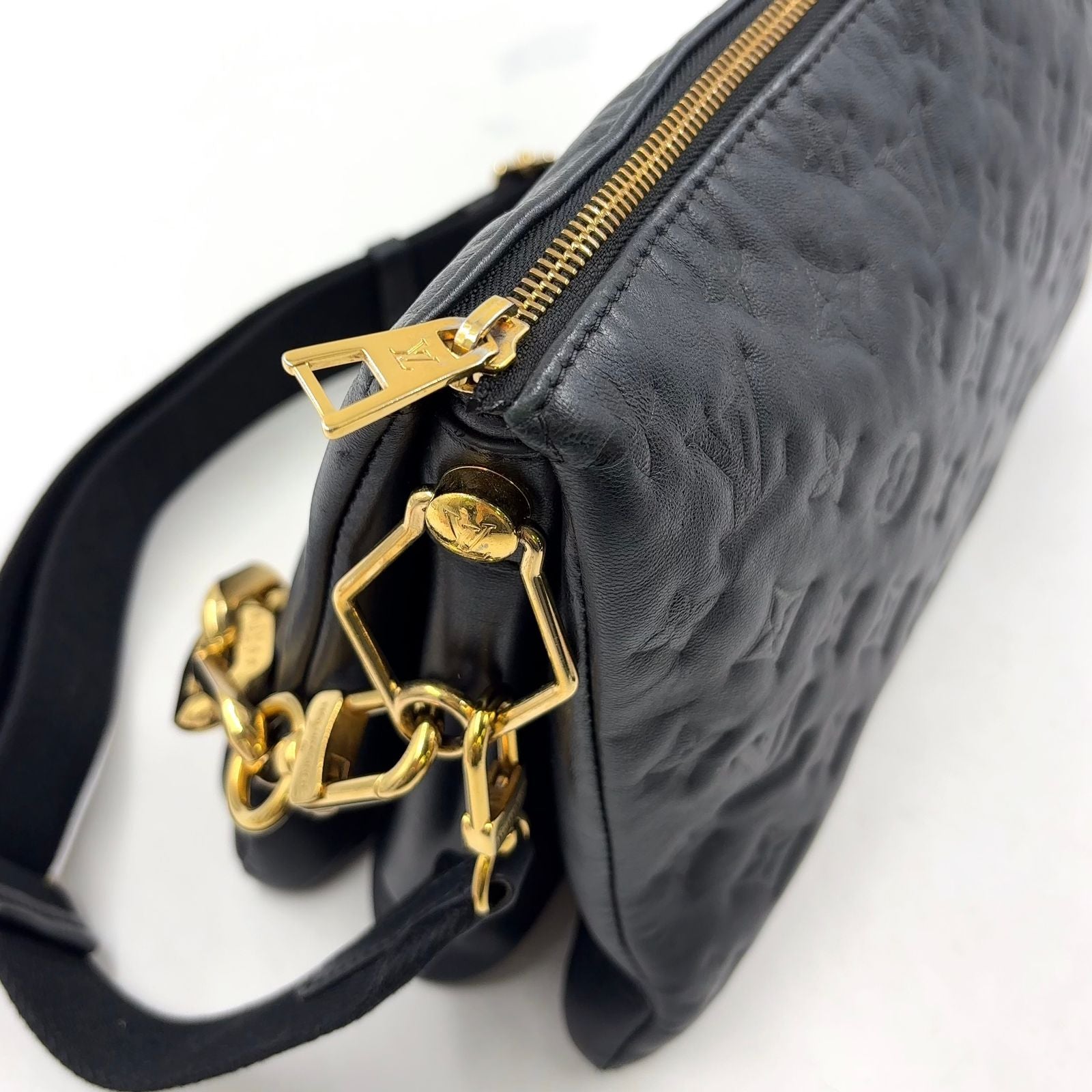 Louis Vuitton PM Monogram Embossed Lambskin Black Shoulder Bag Gold — view 7