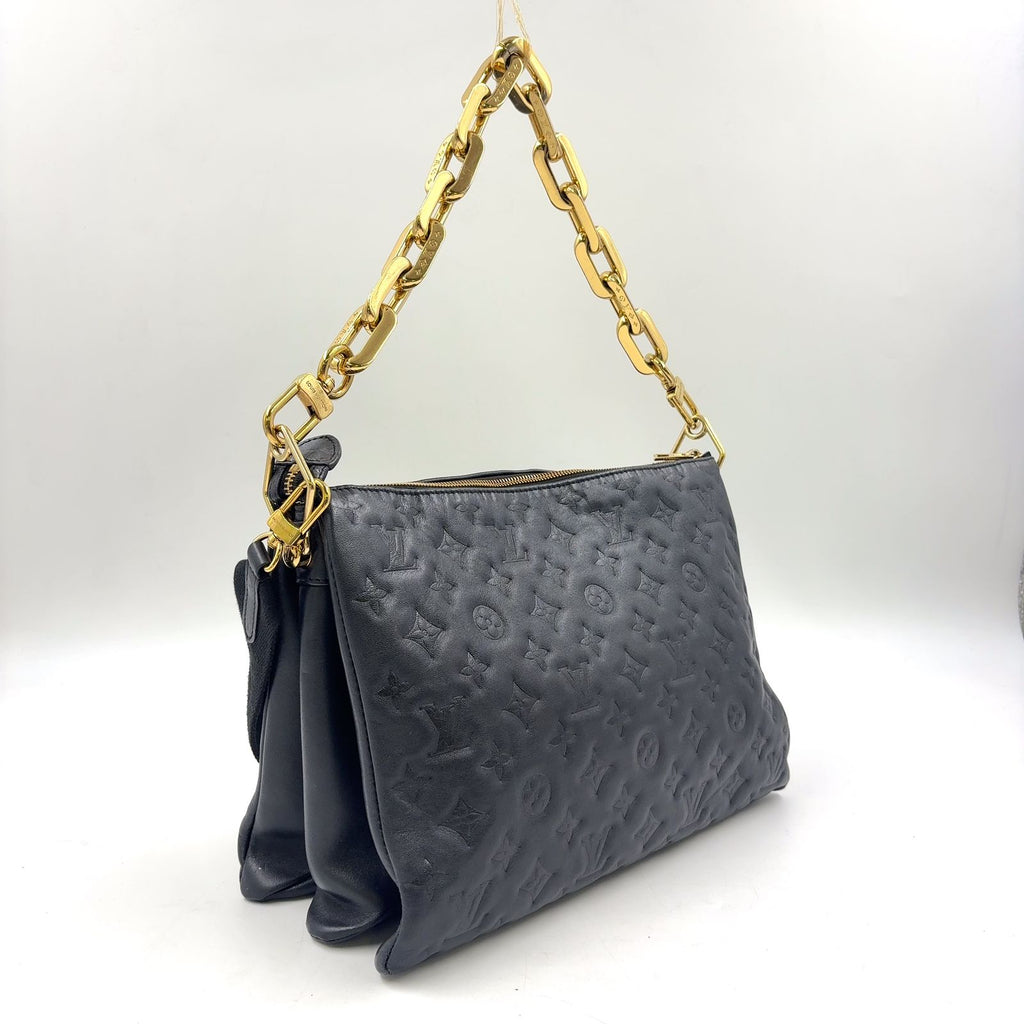 Louis Vuitton PM Monogram Embossed Lambskin Black Shoulder Bag Gold — view 2