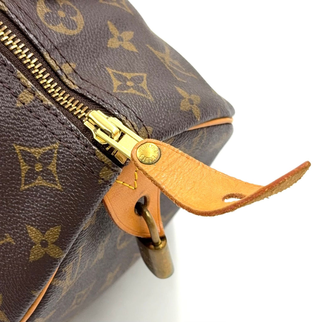 Louis Vuitton Speedy 30 Monogram Leather Brown Light Handbag Gold — view 9