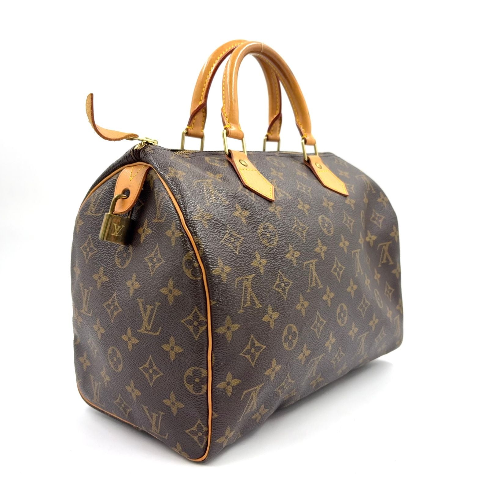 Louis Vuitton Speedy 30 Monogram Leather Brown Light Handbag Gold — view 2