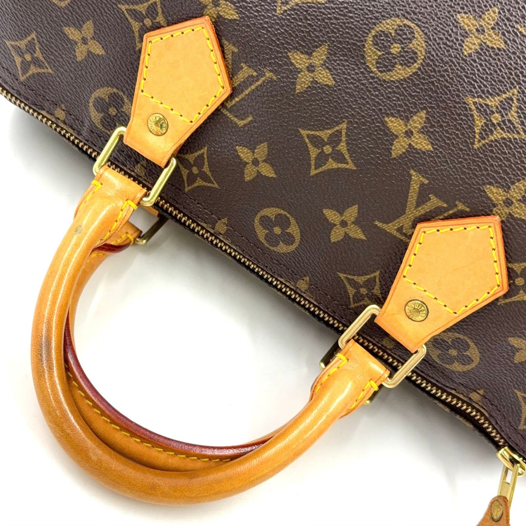 Louis Vuitton Speedy 30 Monogram Leather Brown Light Handbag Gold — view 6