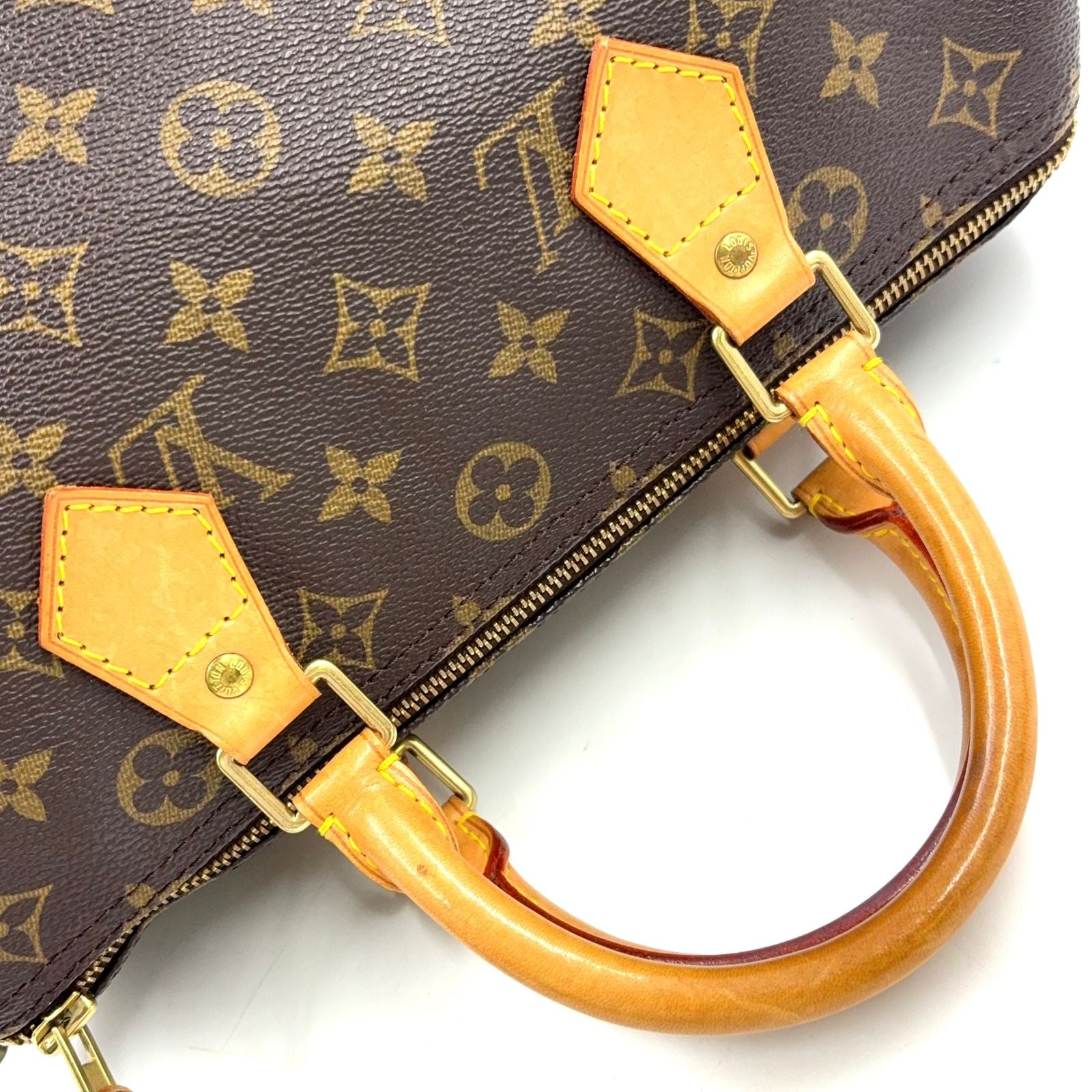 Louis Vuitton Speedy 30 Monogram Leather Brown Light Handbag Gold — view 5