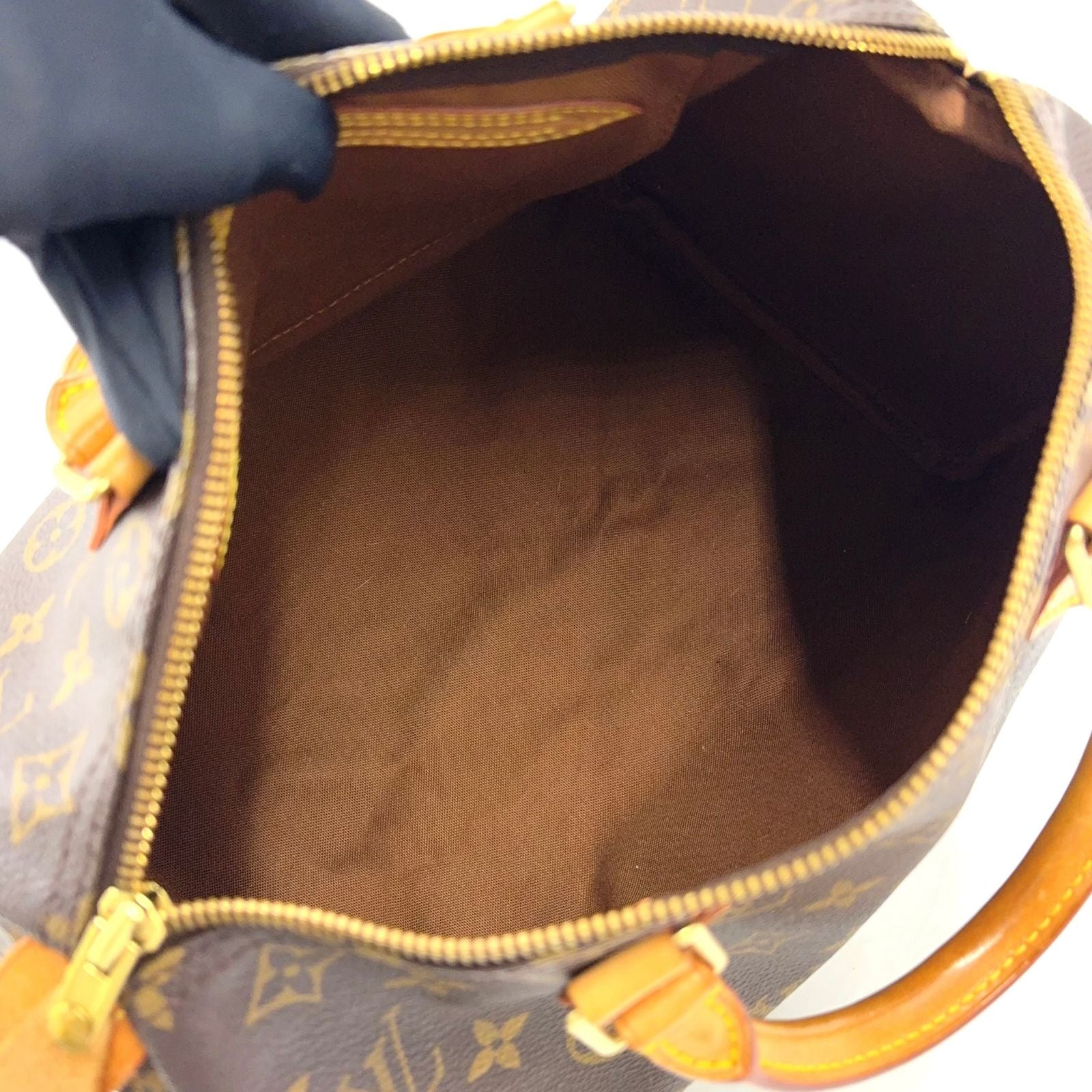 Louis Vuitton Speedy 30 Monogram Leather Brown Light Handbag Gold — view 3