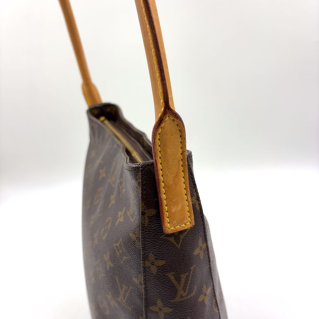 Louis Vuitton Looping GM Monogram Leather Brown Light Shoulder Bag Gold — view 7