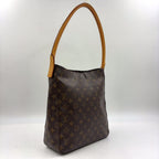 Louis Vuitton Looping GM Monogram Leather Brown Light Shoulder Bag Gold — view 2