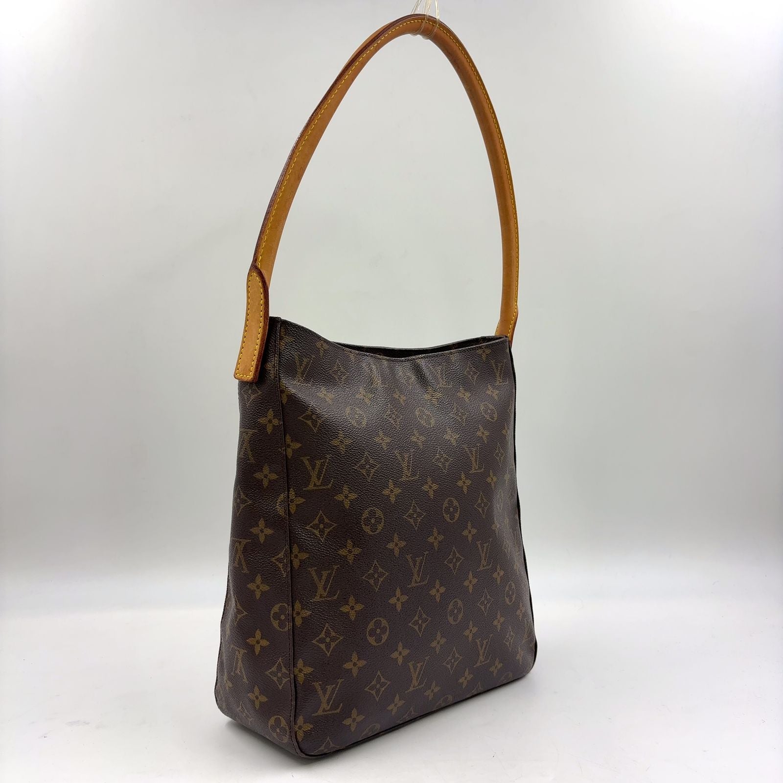 Louis Vuitton Looping GM Monogram Leather Brown Light Shoulder Bag Gold — view 2