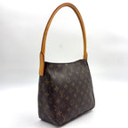 Louis Vuitton Looping MM Monogram Leather Brown Light Handbag Gold — view 2