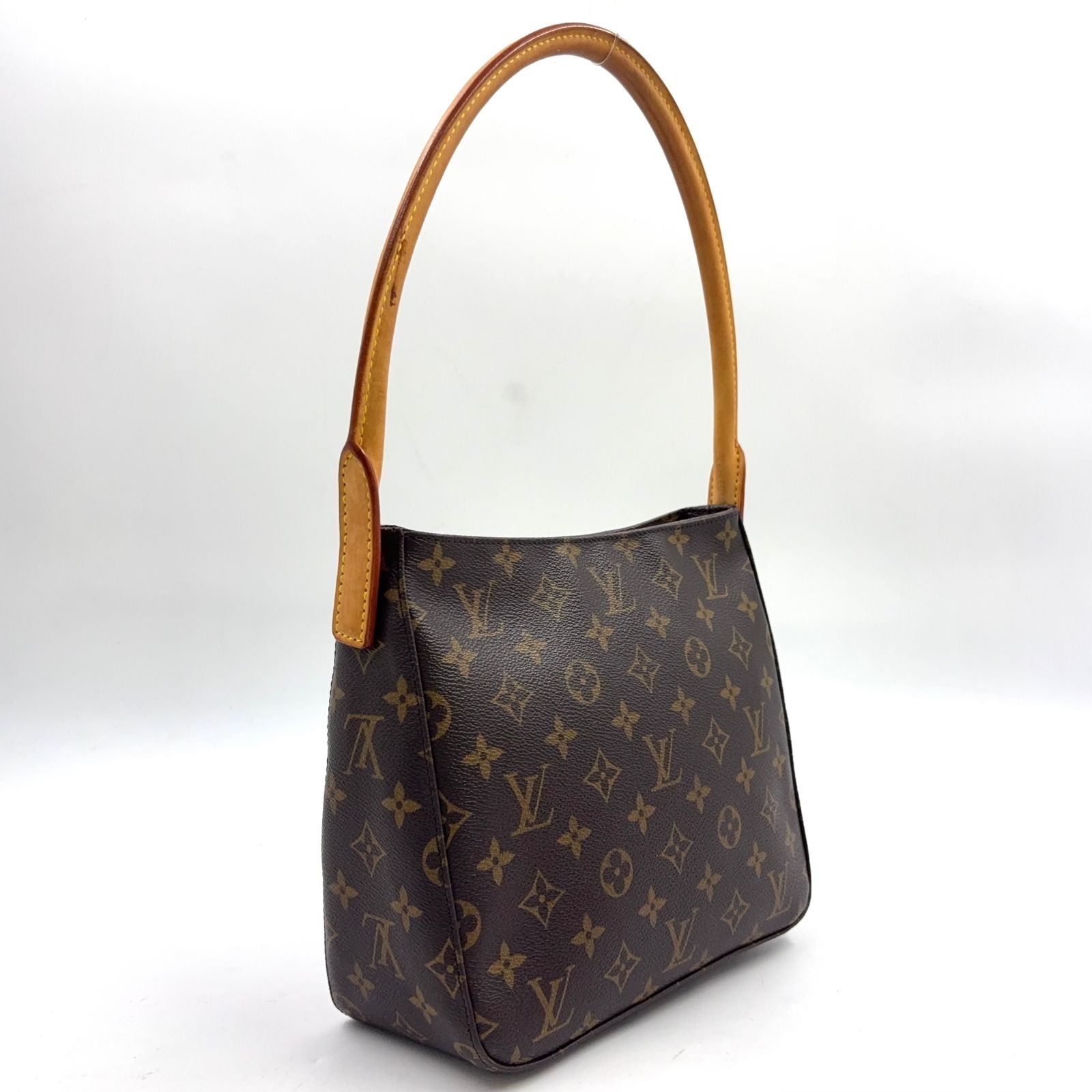 Louis Vuitton Looping MM Monogram Leather Brown Light Handbag Gold — view 2