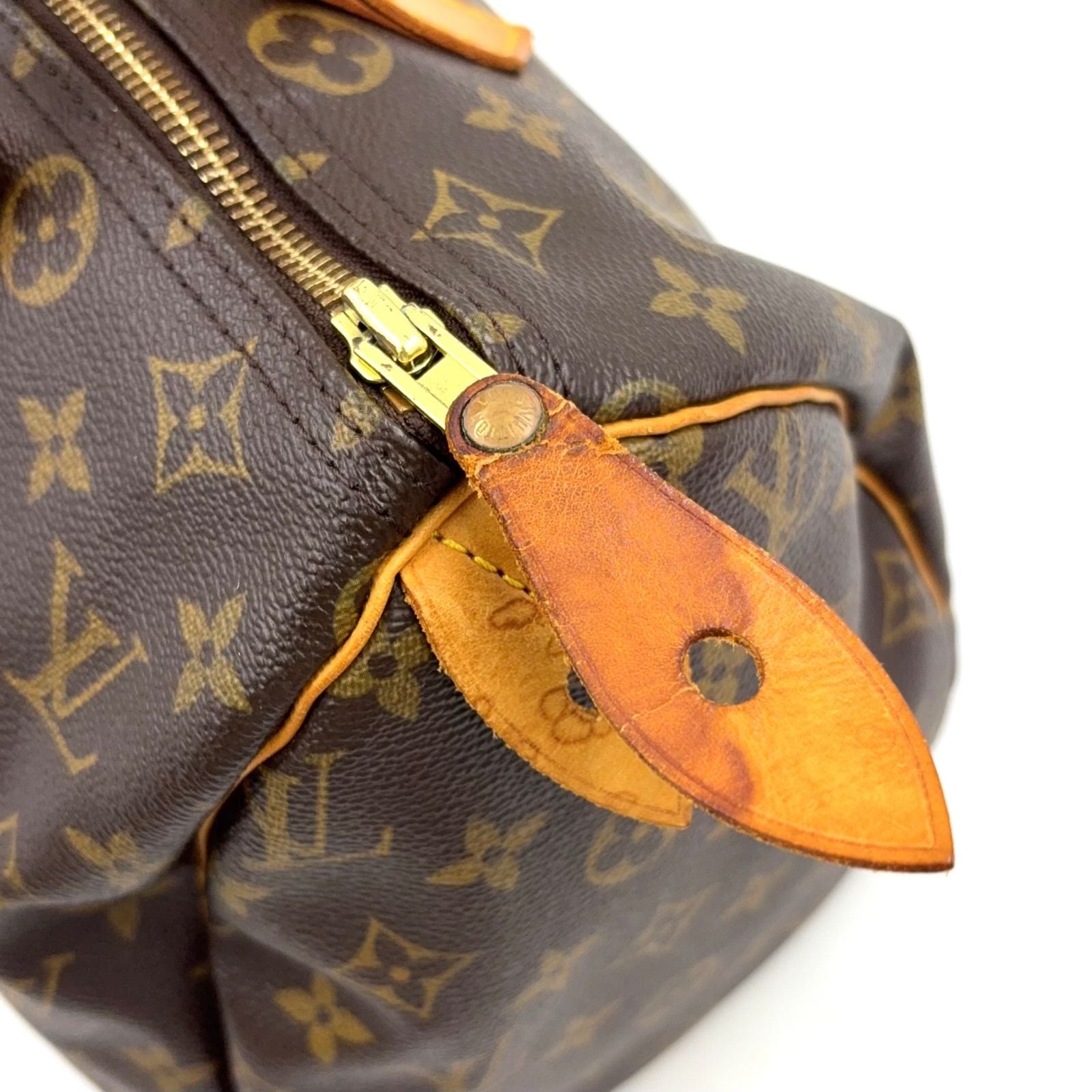 Louis Vuitton Speedy 30 Monogram Leather Brown Light Handbag Gold — view 5