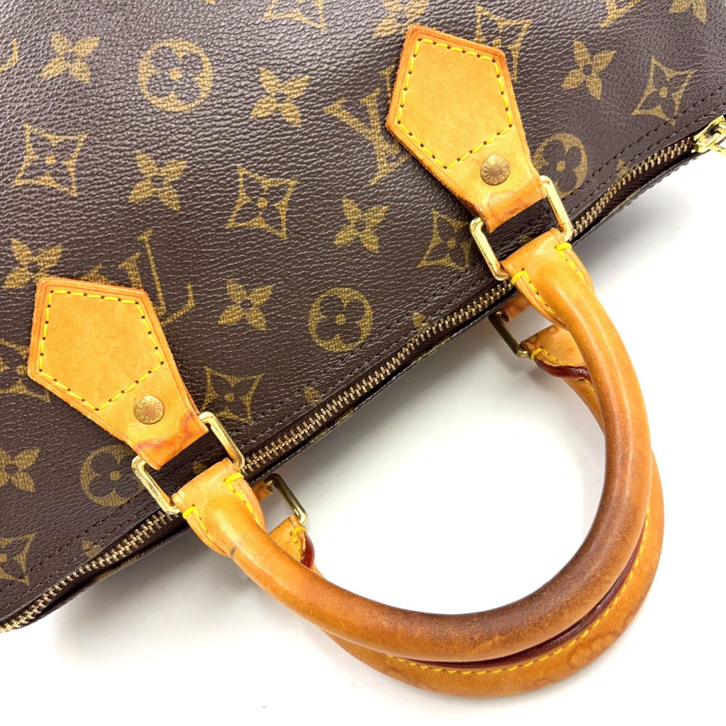 Louis Vuitton Speedy 30 Monogram Leather Brown Light Handbag Gold — view 9