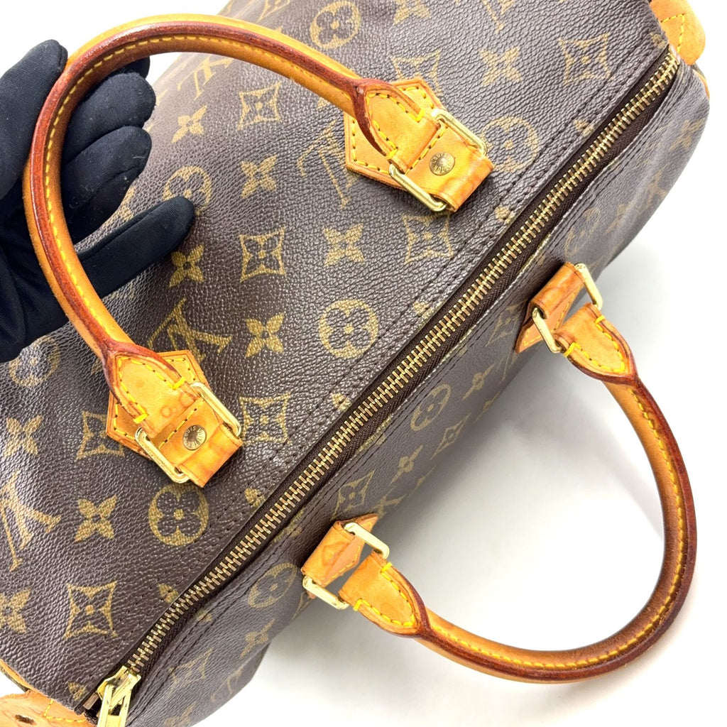 Louis Vuitton Speedy 30 Monogram Leather Brown Light Handbag Gold — view 7