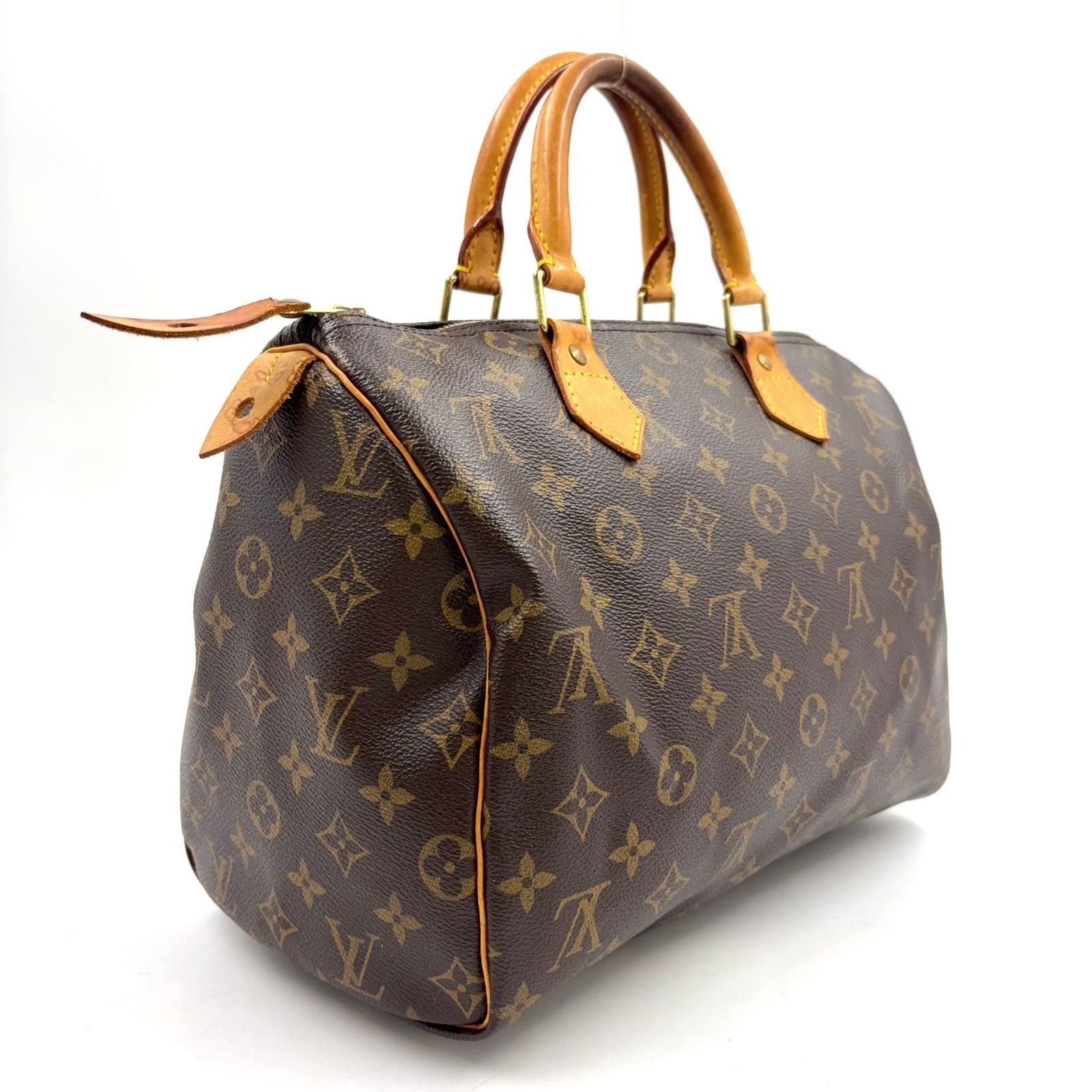 Louis Vuitton Speedy 30 Monogram Leather Brown Light Handbag Gold — view 2