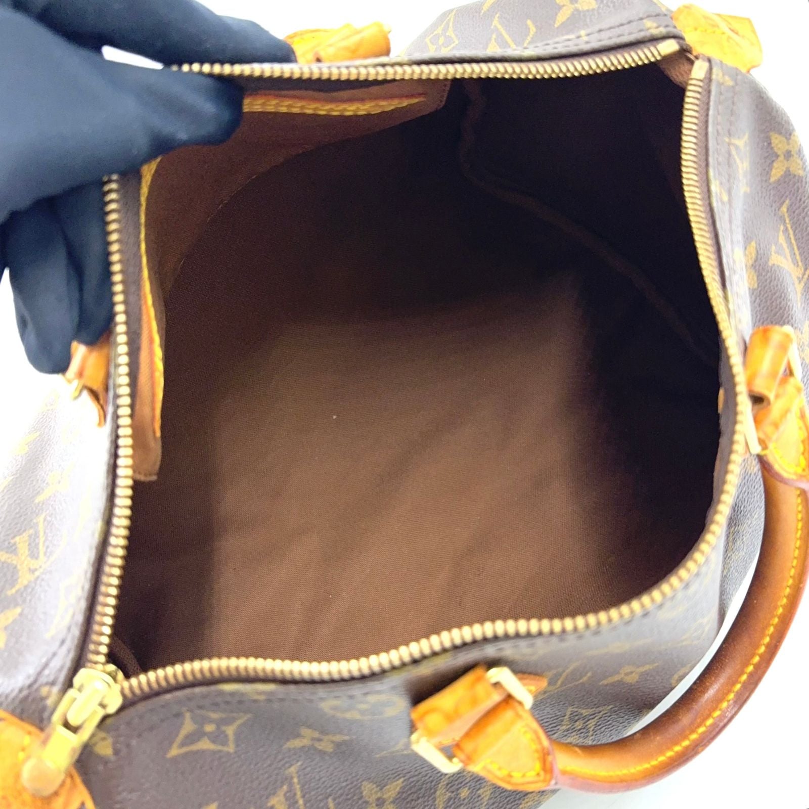Louis Vuitton Speedy 30 Monogram Leather Brown Light Handbag Gold — view 3