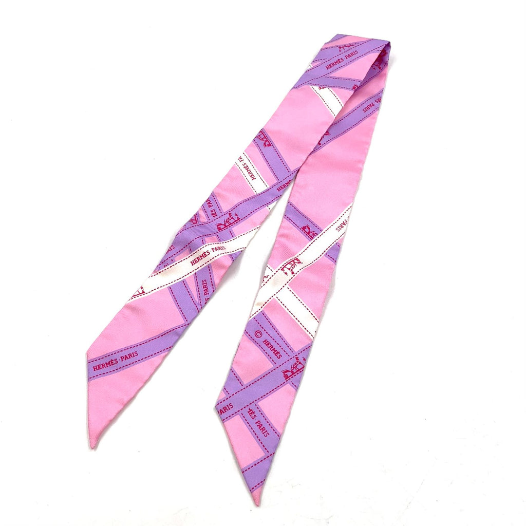 Hermes Twilly Bolduc Silk Pink Light Purple Scarf