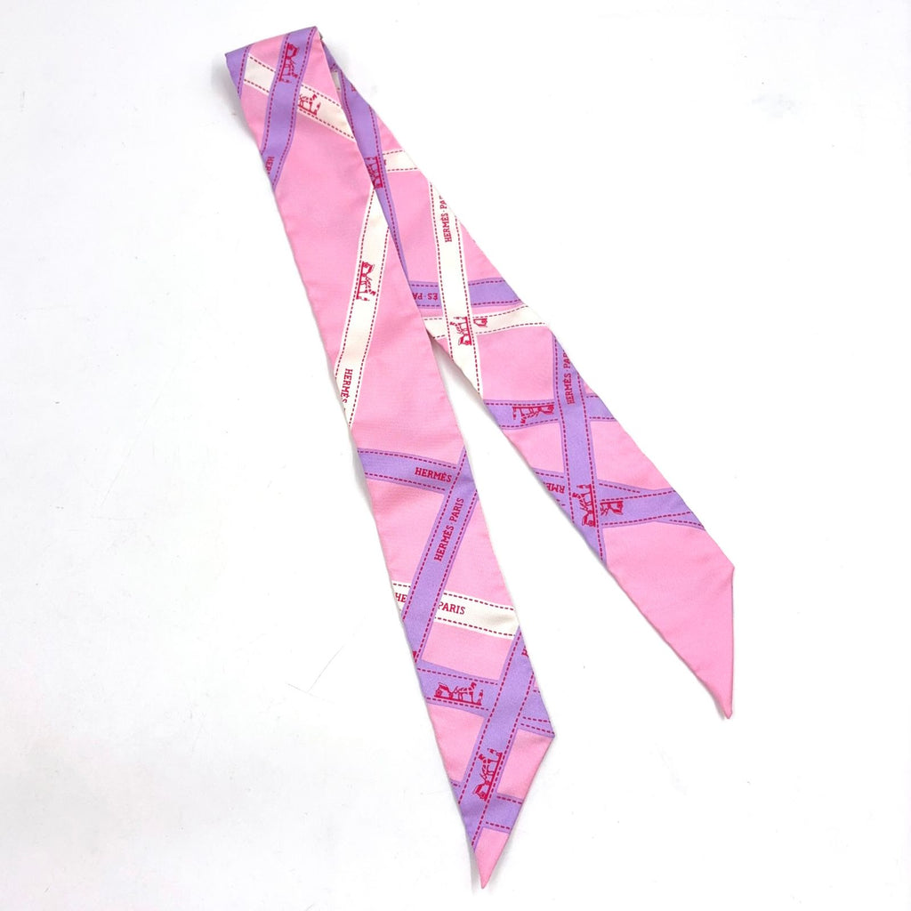 Hermes Twilly Bolduc Silk Pink Light Purple Scarf — view 2