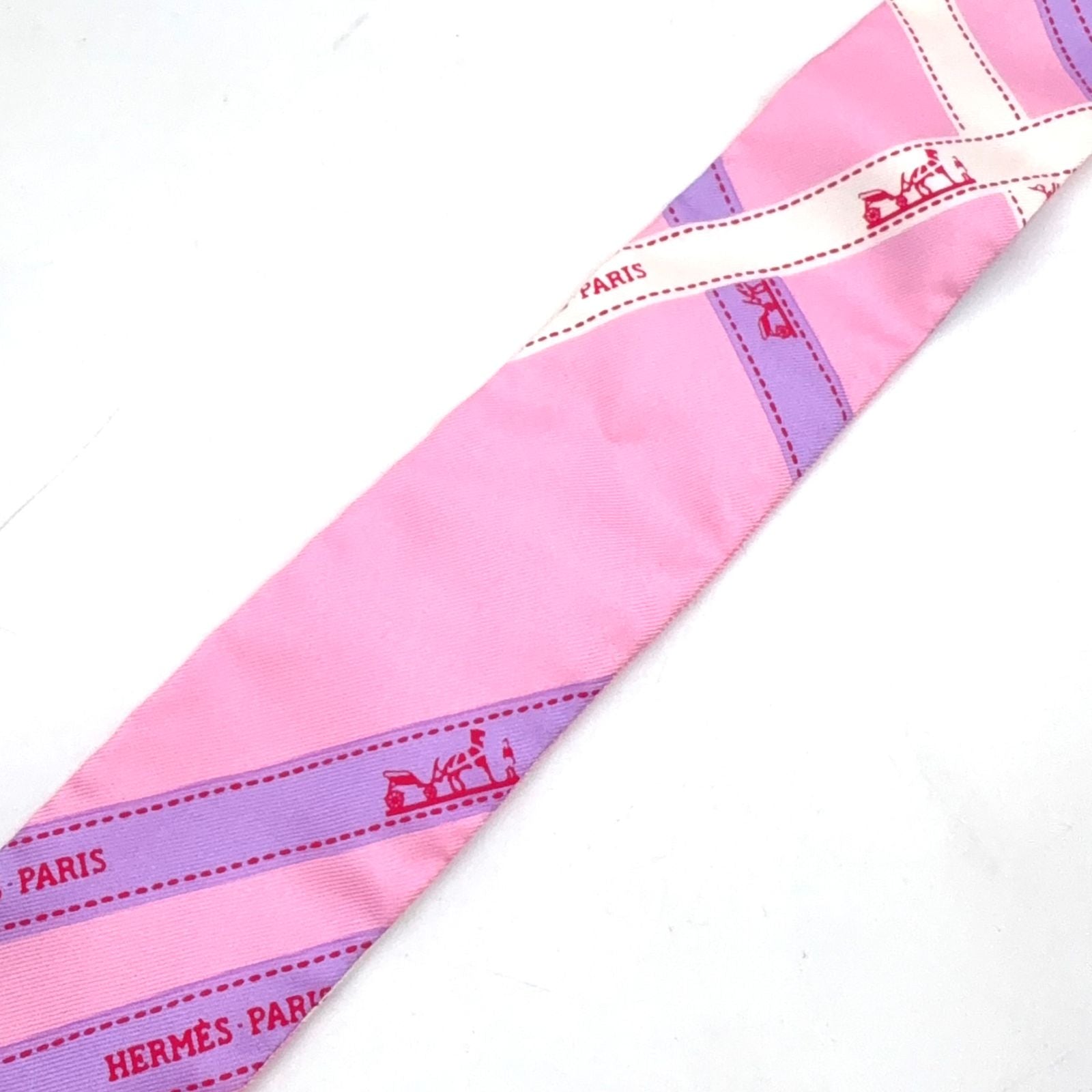 Hermes Twilly Bolduc Silk Pink Light Purple Scarf — view 7