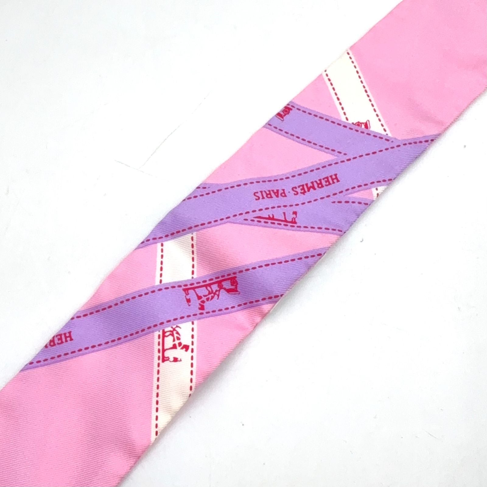 Hermes Twilly Bolduc Silk Pink Light Purple Scarf — view 8
