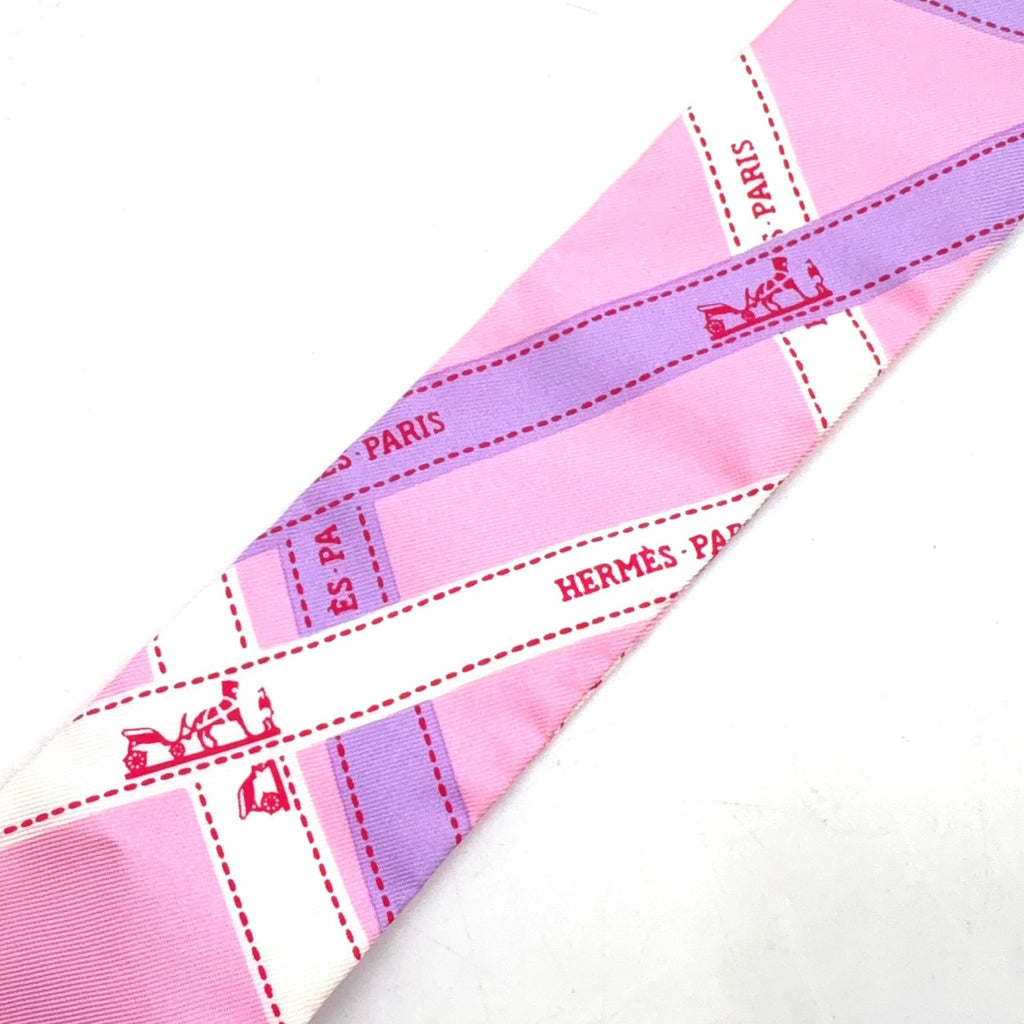 Hermes Twilly Bolduc Silk Pink Light Purple Scarf — view 6