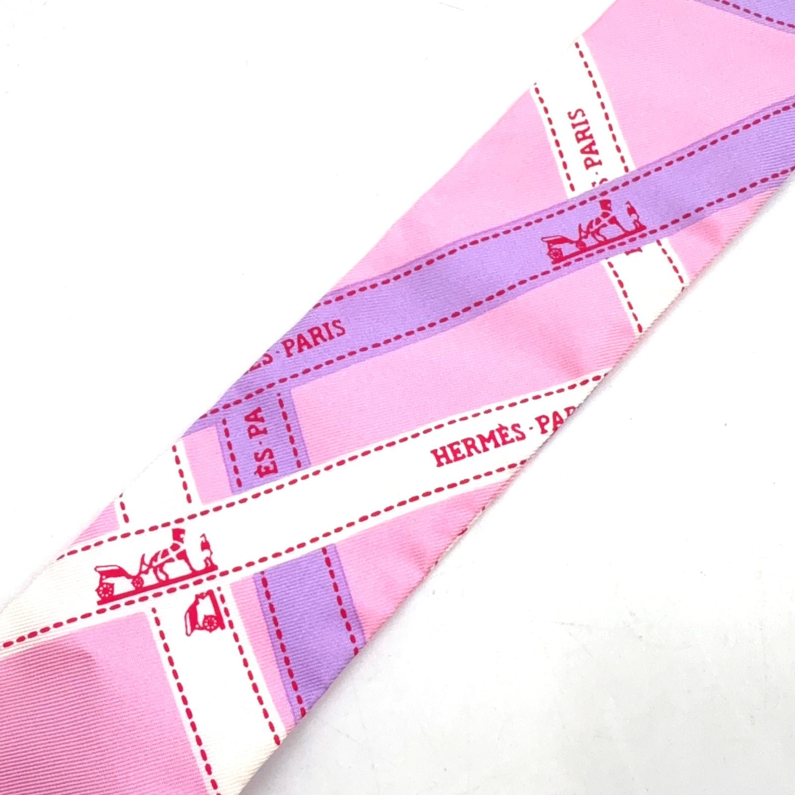 Hermes Twilly Bolduc Silk Pink Light Purple Scarf — view 6