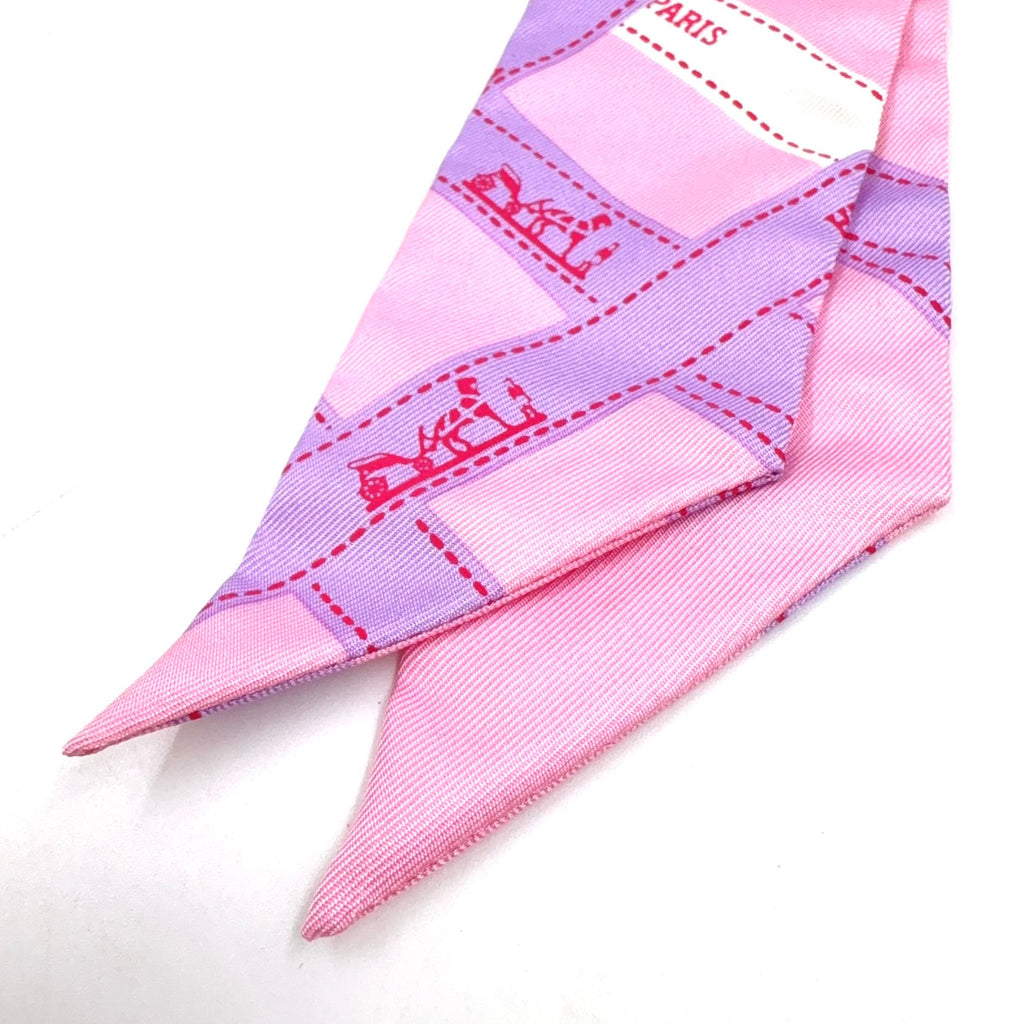 Hermes Twilly Bolduc Silk Pink Light Purple Scarf — view 5