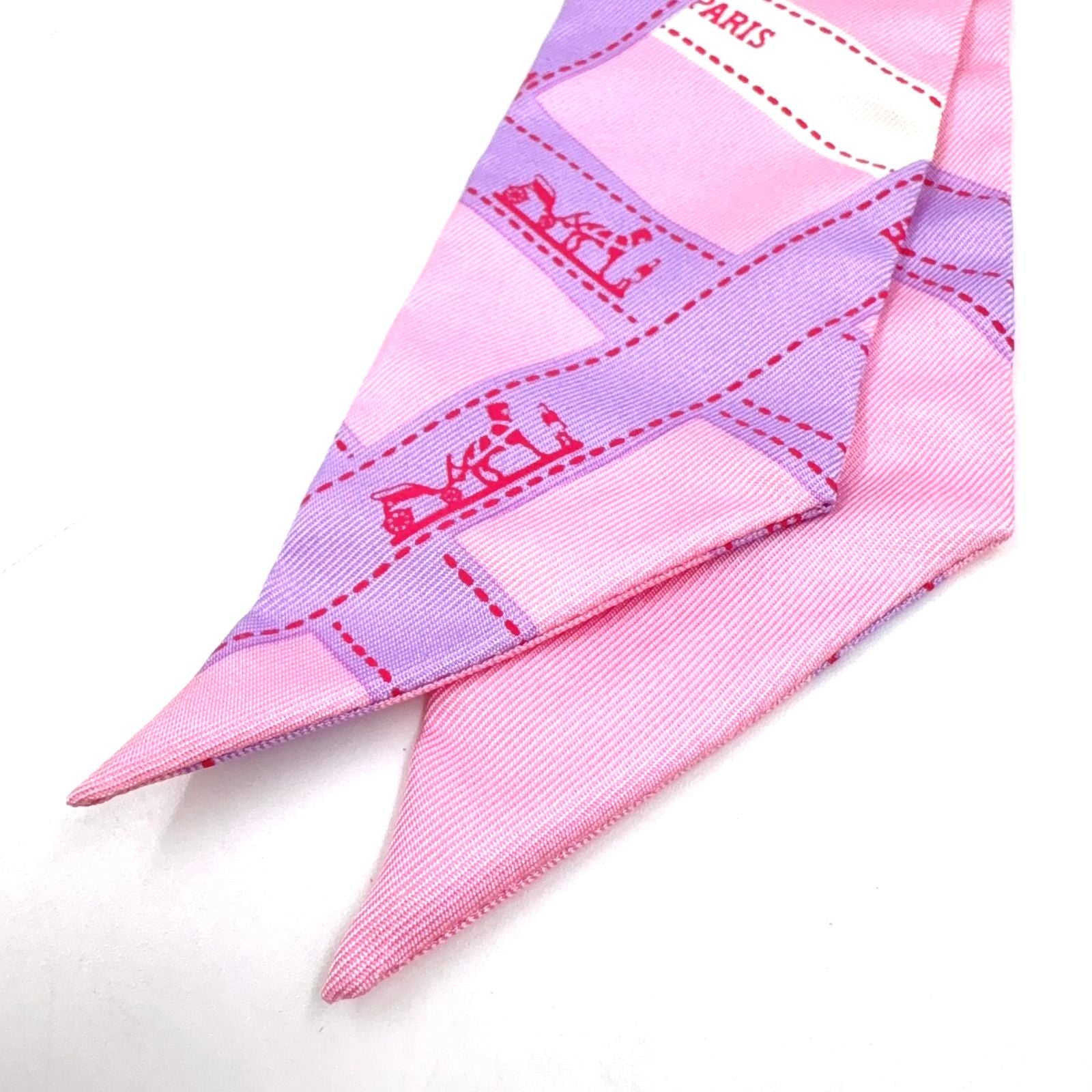 Hermes Twilly Bolduc Silk Pink Light Purple Scarf — view 5