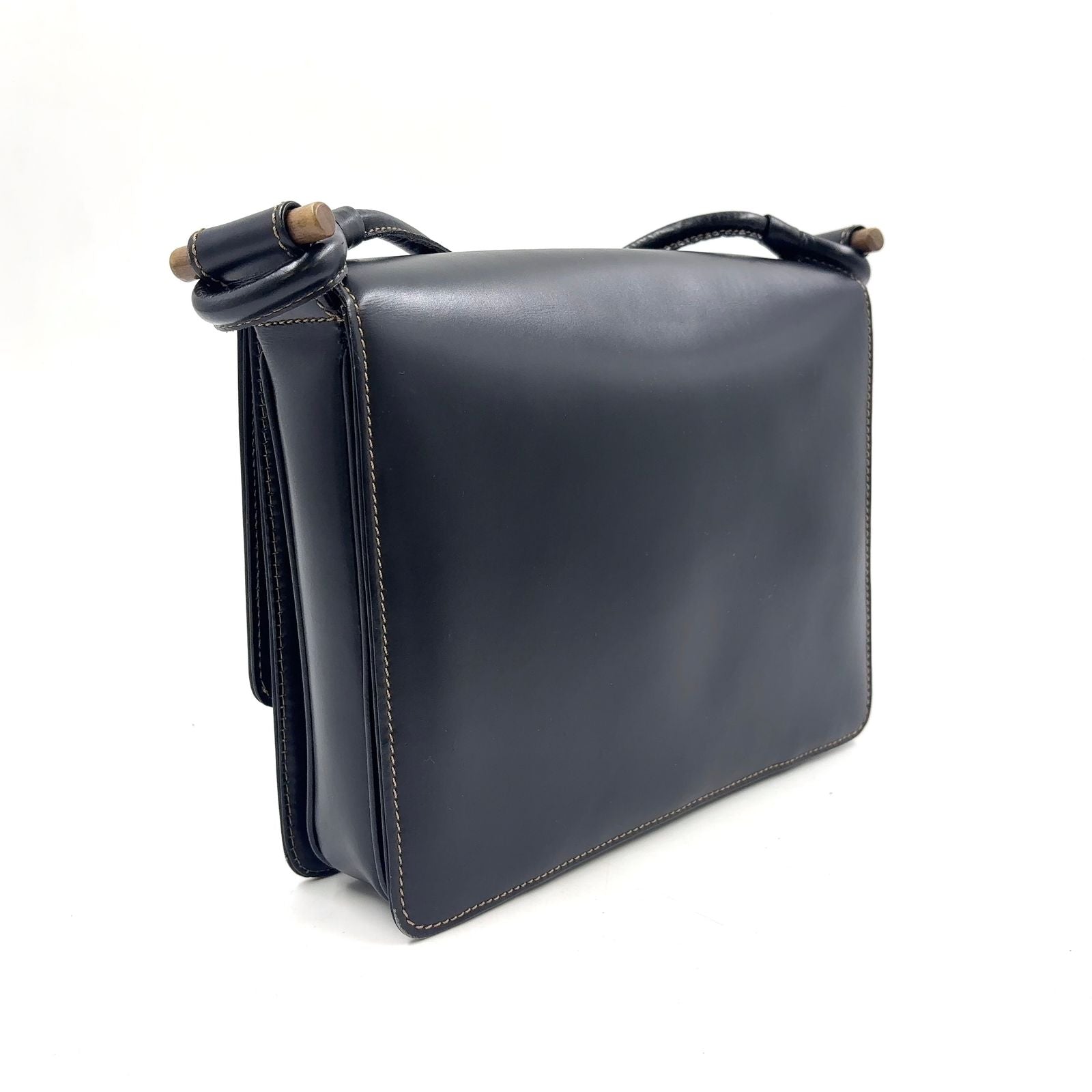 Loewe Vintage Flap Calfskin Black Shoulder Bag Gold — view 2