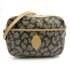 Saint Laurent Giraffe Pattern YSL Logo Calfskin Brown Beige Shoulder Bag Gold