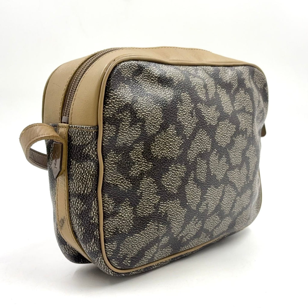 Saint Laurent Giraffe Pattern YSL Logo Calfskin Brown Beige Shoulder Bag Gold — view 2