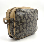 Saint Laurent Giraffe Pattern YSL Logo Calfskin Brown Beige Shoulder Bag Gold — view 2