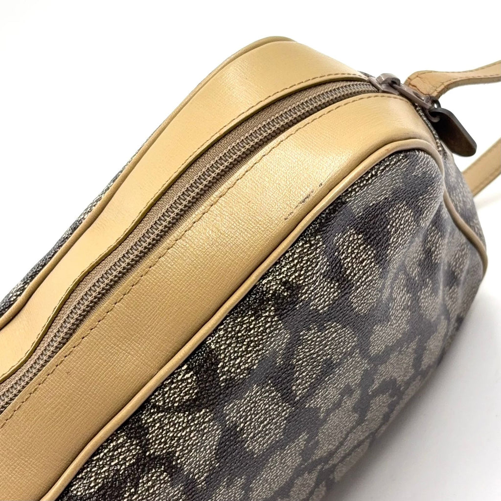 Saint Laurent Giraffe Pattern YSL Logo Calfskin Brown Beige Shoulder Bag Gold — view 6